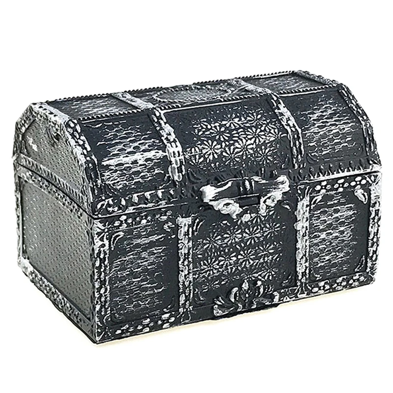 Retro Plastic Pirate Treasure Box Crystal Gem Jewelry Box Storage Organizer Trinket Keepsake