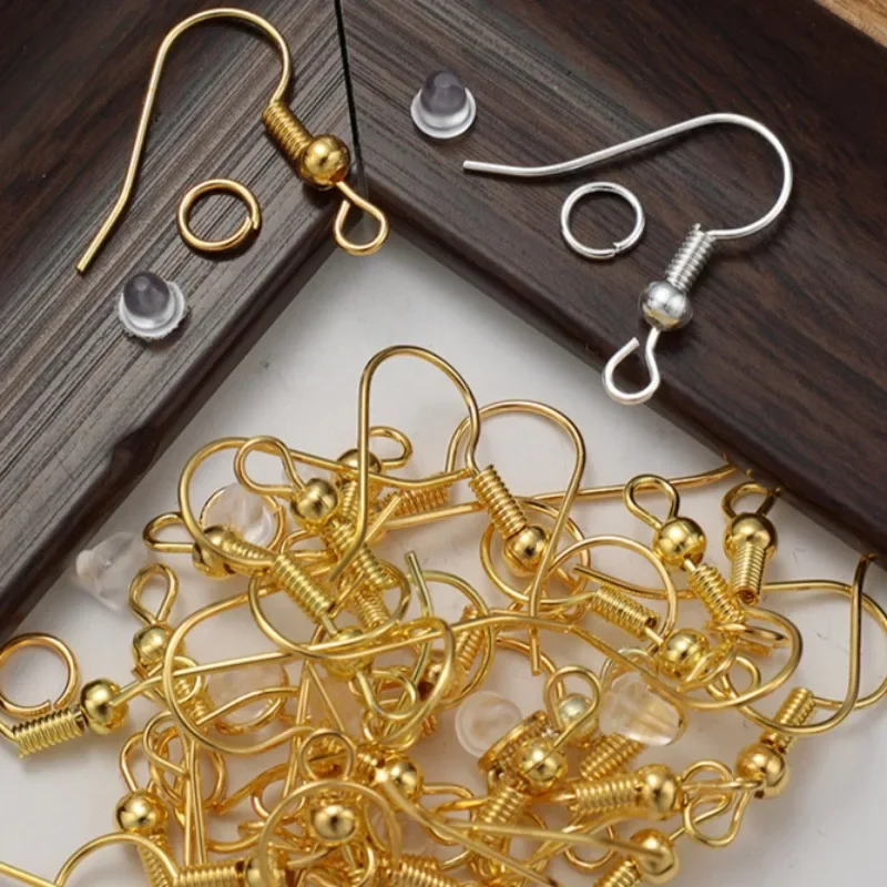 DIY Curved Ear Hook Electroplating Earring Hooks Metal Earring Clasp Iron Ear Hooks Bright Earrings Jewelry Making Accessories