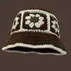 Flower Crocheted Bucket Hat Handmade  Retro Smaller face For MenWomen Sun Hat Travel Hollow  Fisherman Hats 5