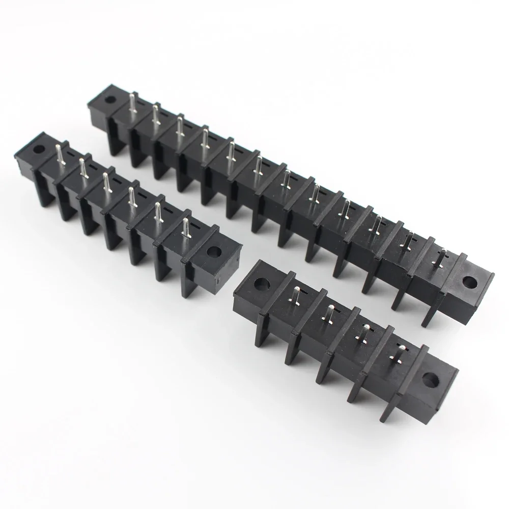 20pcs 9.5mm Pitch 4P 6P 12P 4/6/12 Pin PCS Barrier Terminal Block Cable Connector With Screw Hole Black 300V 25A 22-12AWG