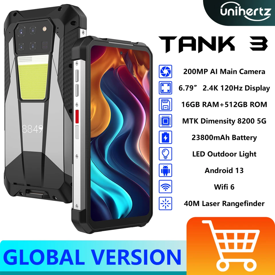 Unihertz 8849 Tank 3 Rugged Smartphone Android 13 MTK Dimensity