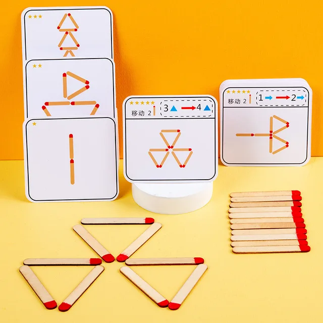 Montessori Wooden Toys DIY Matches Puzzles Game Thinking Match Puzzle Board Games Logic Training Educational Math Toys for Kids 2