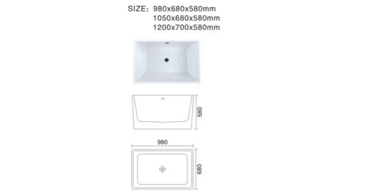 White Acrylic Freestanding Baby Bathtubs, Solid Square Surface, Cheap, Hot Sell 6