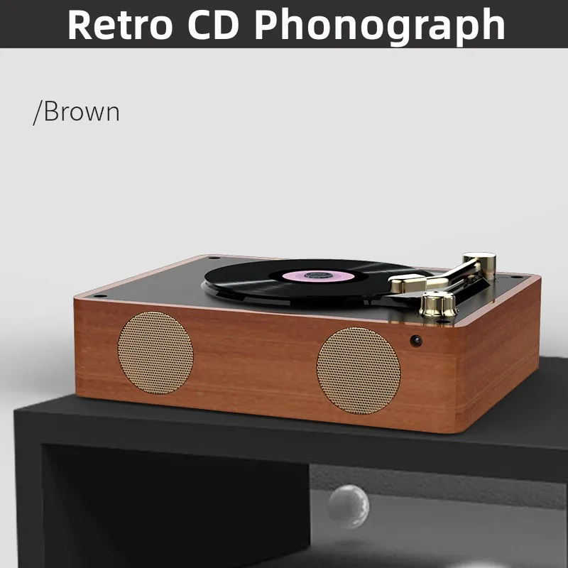 

High Quality Music Album CD Integrated Record Player Boombox Retro Bluetooth Phonograph Wide Compatibility Wireless Speaker Gift