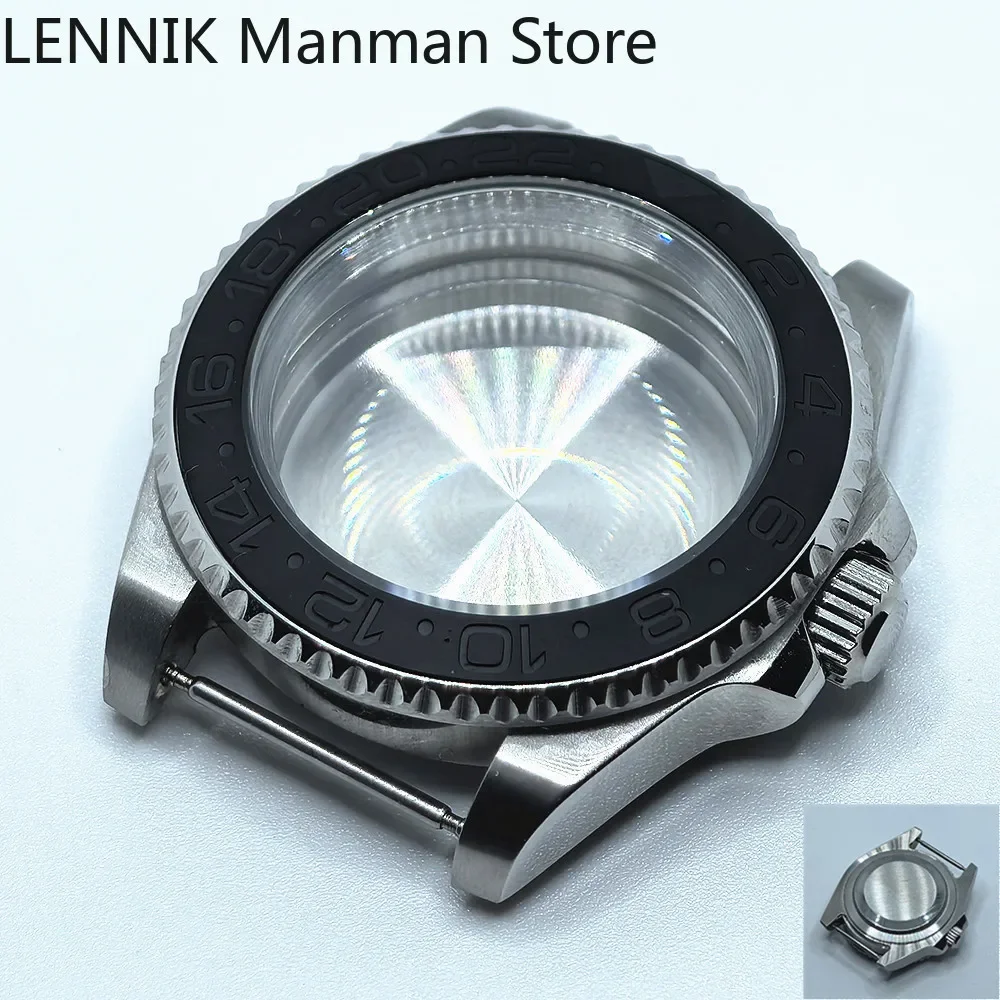 40mm Black PVD Watch Case with Transparent Back Glass