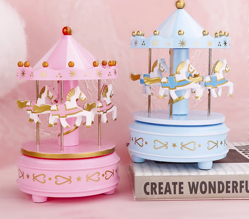 Merry-go-round Music Boxes Geometric Music Baby Room Decoration Unisex Christmas Horse Carousel Box Home Decor