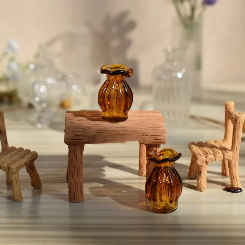 Dollhouse Miniature Accessories Mini Little Star Flower Model with Glass Bottle Simulation Vase Toys Doll House Decoration 4