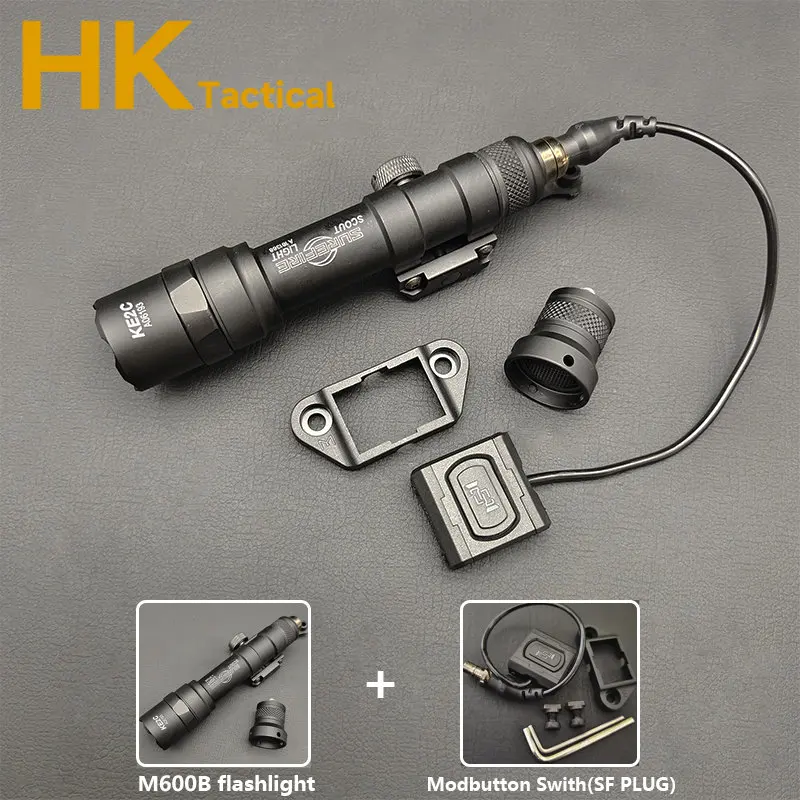 

Tactical SF M600B M300B Hunting Metal Flashlight with Modbutton Pressure Switch 20MM Picatinny Rail KeyMod MLOK Weapon Light