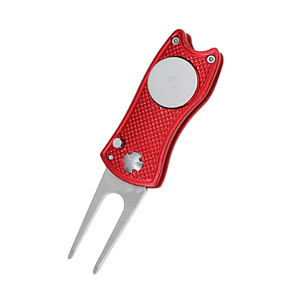 

All Metal Stainless Steel Foldable Divot Repair Tool Ball Marker Pitch Fork Putting Green Repair Kit Golfer Training Accessory