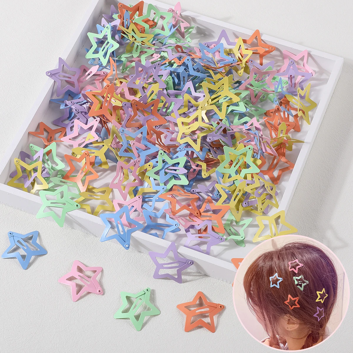 PALAY Hair Clips for Girls with Non Slip Metal Design and Glitter Star Shape | 20 Pcs 3.2 cm Set