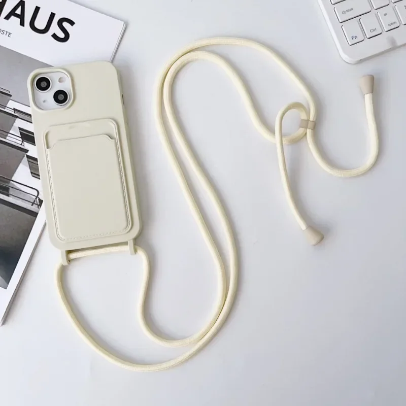 Hands-Free Lanyard Phone Case with Silicone Card Holder and Drop Protection Cover