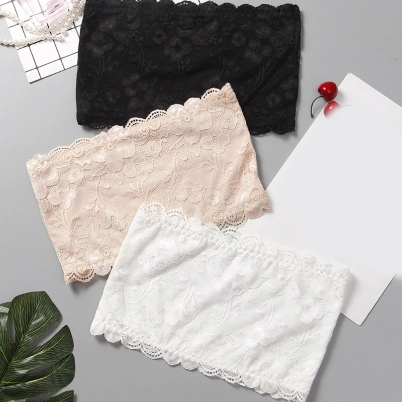 Lace Mock Camisole Bras Wrapped Chest Overlay Modesty Panel Cleavage Cover for Women Girls Low Cut Clothing lace camisole tops