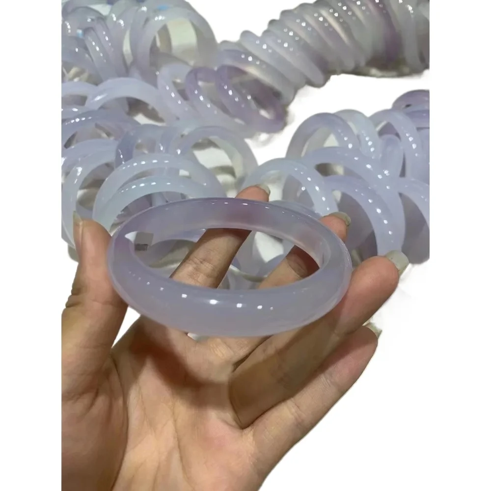 

Натуральный халцедон, фиолетовый браслет для женщин, браслеты из настоящего нефрита, плоский Нефритовый камень для женщин, браслеты, ювелирные изделия