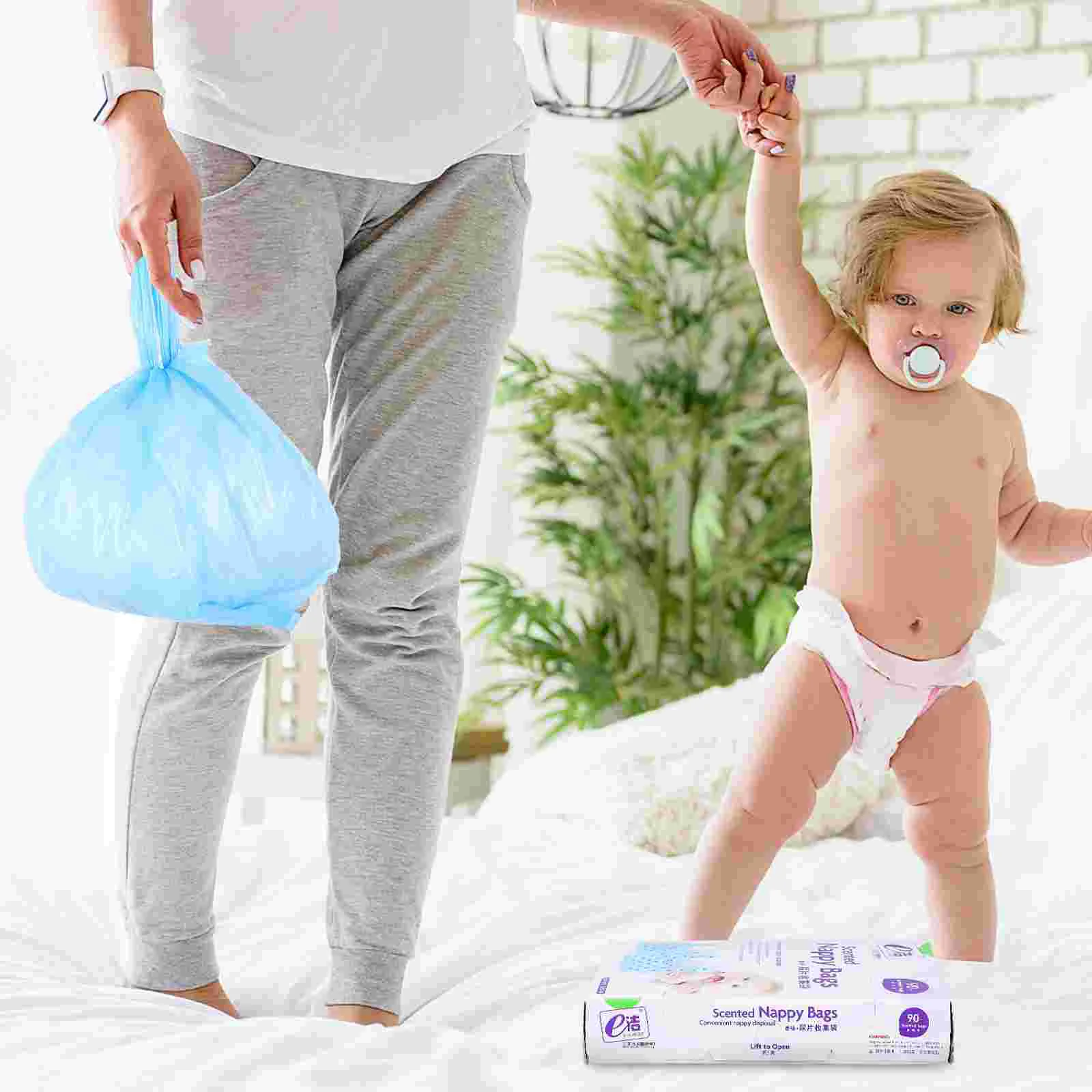 Disposable Trash Bags 90PCS/Box Disposable Diaper Bag Fragrance Nappy Sack With Scent Fragrance Diaper Sack Pet Waste Bag