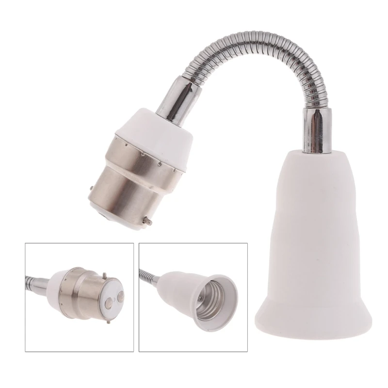 B22 to E27 Extender Light Holder Adapter 360&deg; Adjustable Flame Retardant PBT Extension LED Lamp Base Bulb Socket Adapter