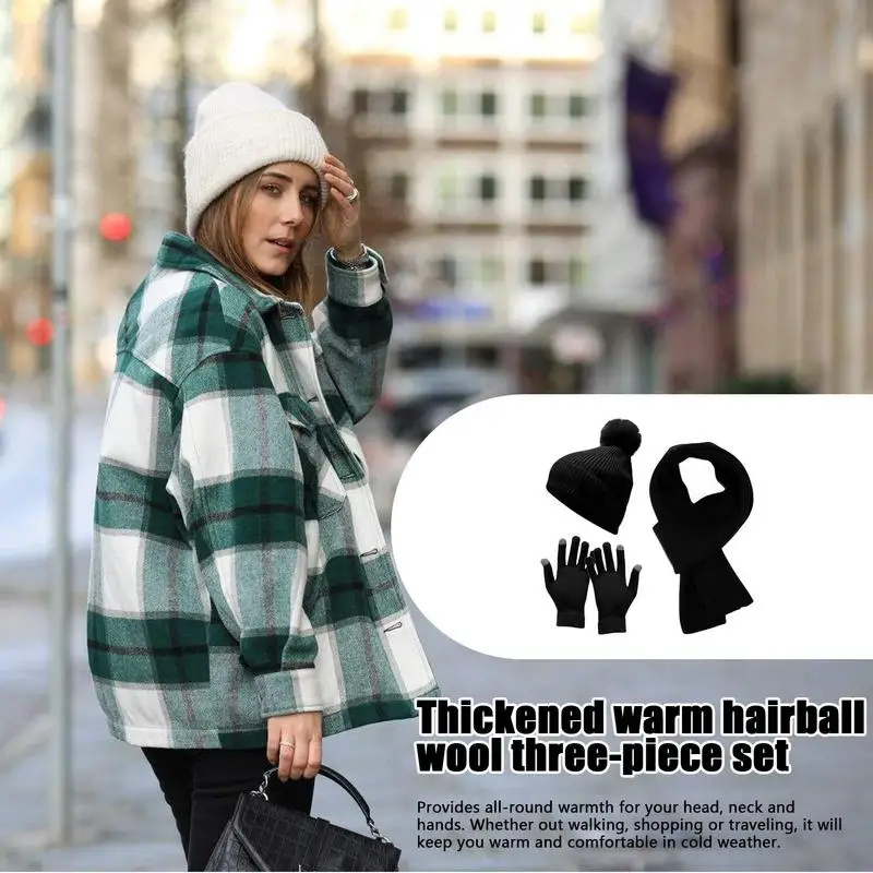 Winter Beanie Warmer Knit Stocking Stuffers Women Hat Scarf Gloves Headband Set For Outdoor Travel_voghion.com