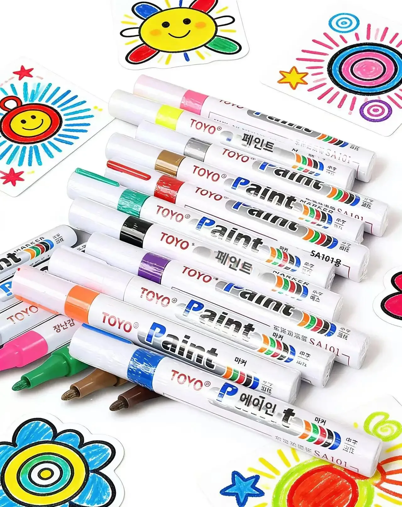 오리지널 TOYO SA101 화이트 페인트 마커 펜 유성 퍼머넌트 타이어 마킹 펜 방수 터치업 펜
