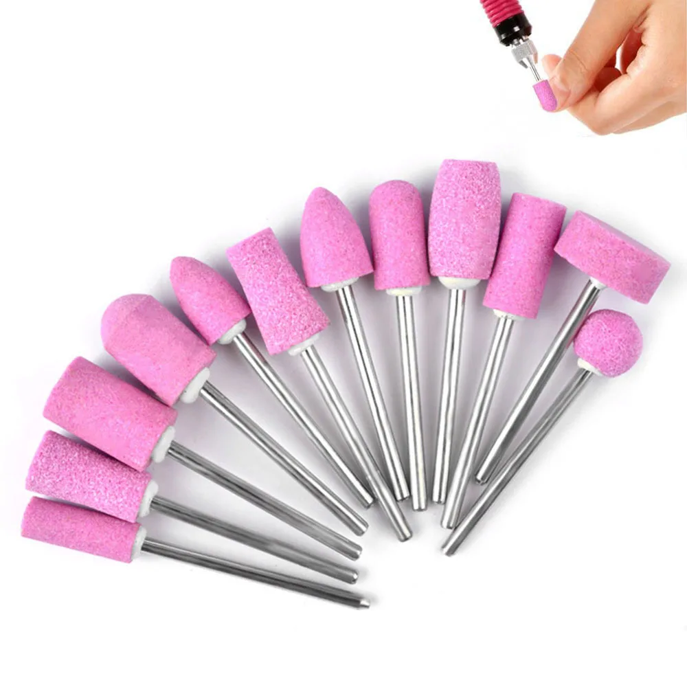 Quartz Nail Drill Bits Electric Manicure Head Replacement Device for Manicure Pedicure Polishing Mill Cutter Nail File 12Pcs/Set