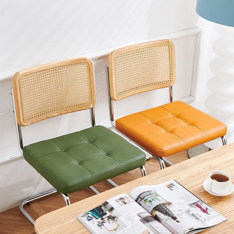 Woven Chair Nordic Style Office Rattan Chair Vintage Homestay Vintage Rattan Woven Dining Chair Home Study Living Room Backrest
