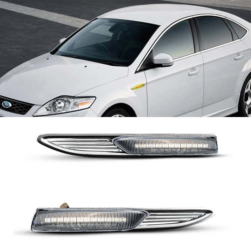 

2Pcs Dynamic Amber LED Side Marker Turn Signal Blinker Lights For Ford Mondeo 4 Mk4 BA7 Saloon Estate Turnier 2007-2015 Canbus