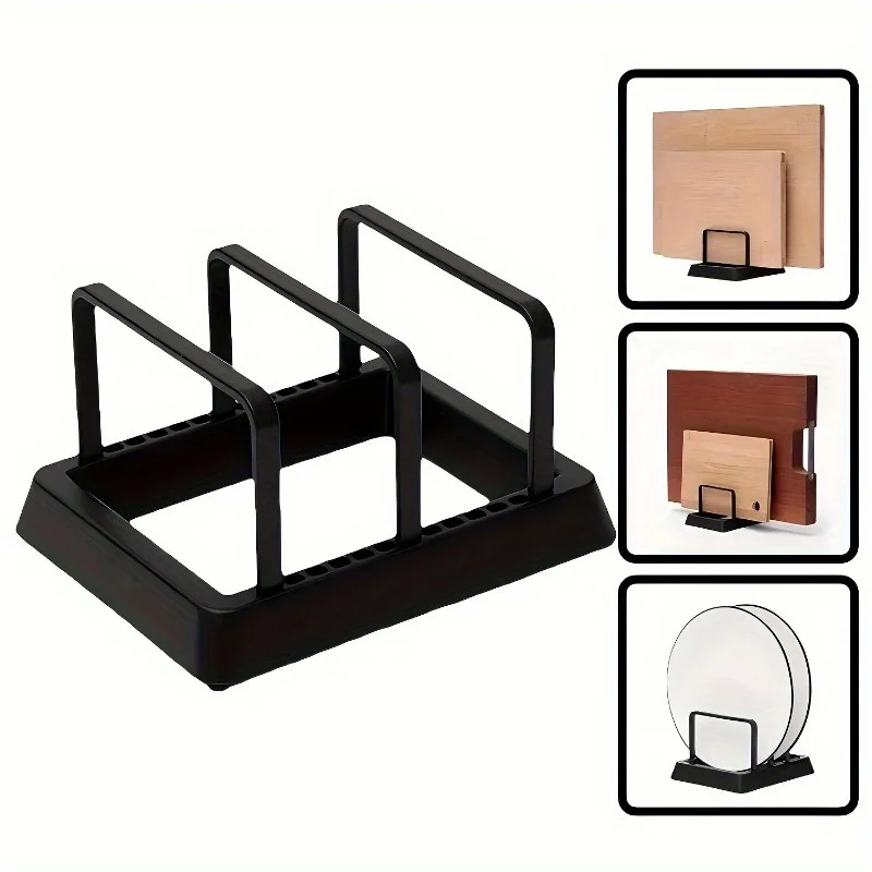 Organizzatore Multifunzione da Cucina: Porta Taglieri, Porta Coltelli e Porta Coperchi Integrato per Piano di Lavoro in Plastica - immagine 3