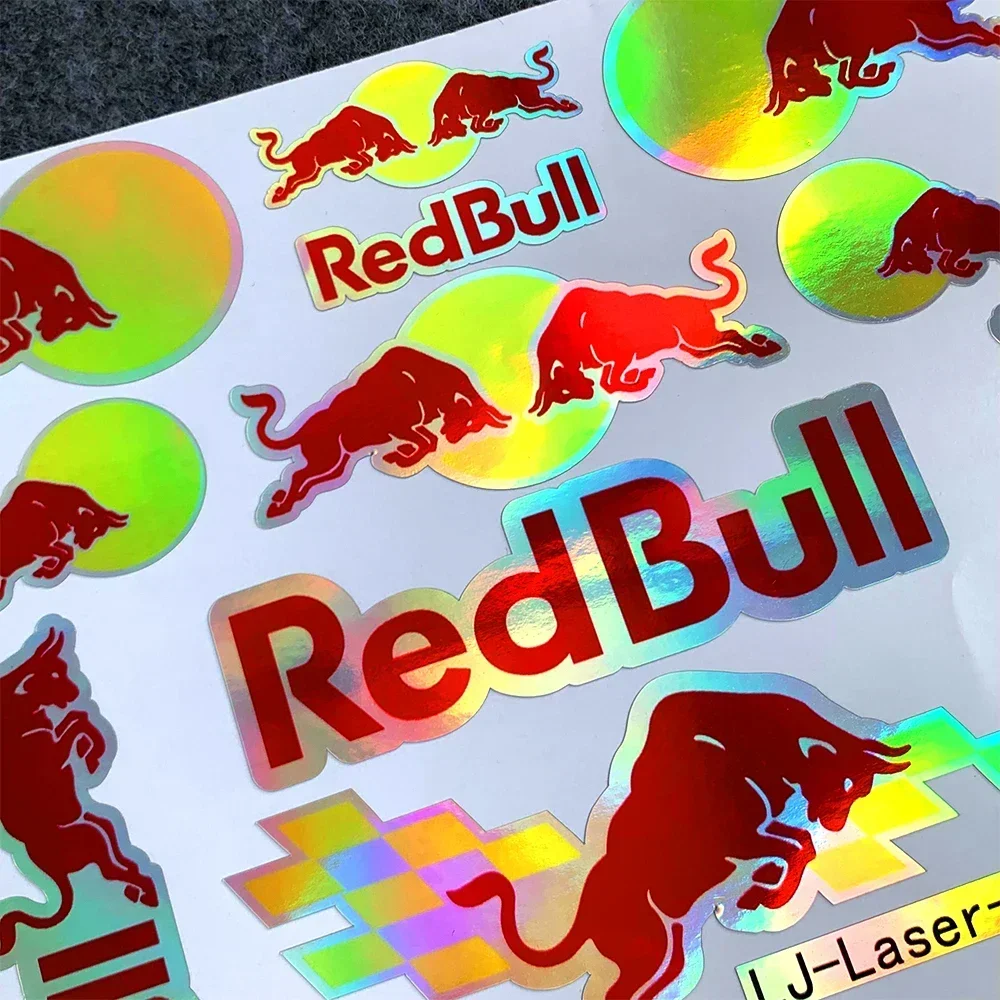Red-Bull Reflective Helmet Motorcycle Moto bike Reflective Sticker Decal  Waterproof Whole SET Decal Car Styling Stickers