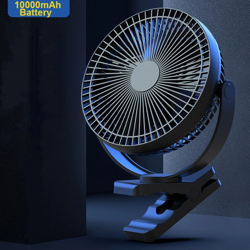 

10000mAh Desktop Fan Rechargeable Portable Clip Fans 4 Speeds Wind Silent Outdoor Travel Camping Air Cooler Electric Ventilador