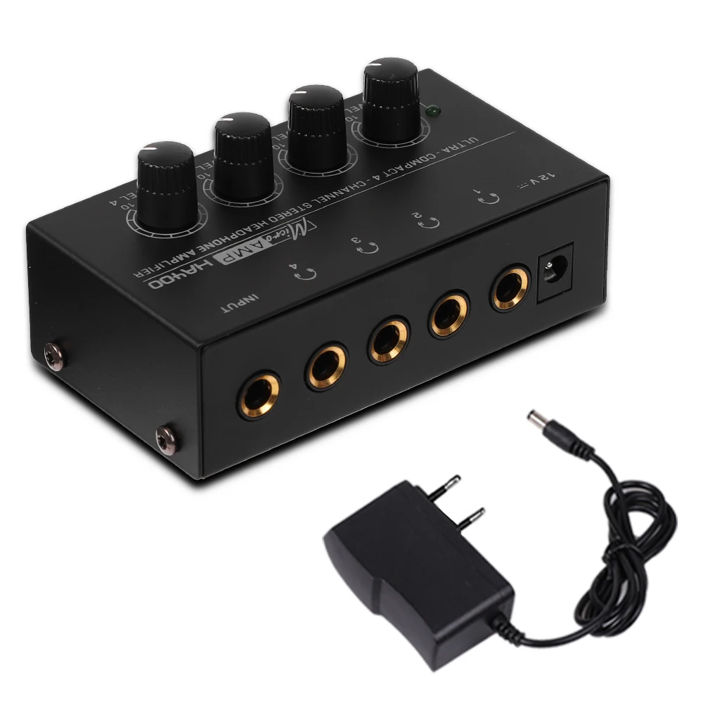 Ultra-Compact 4-Channel Stereo Earphone Amplifier with Volume Control and 6.35mm Jack