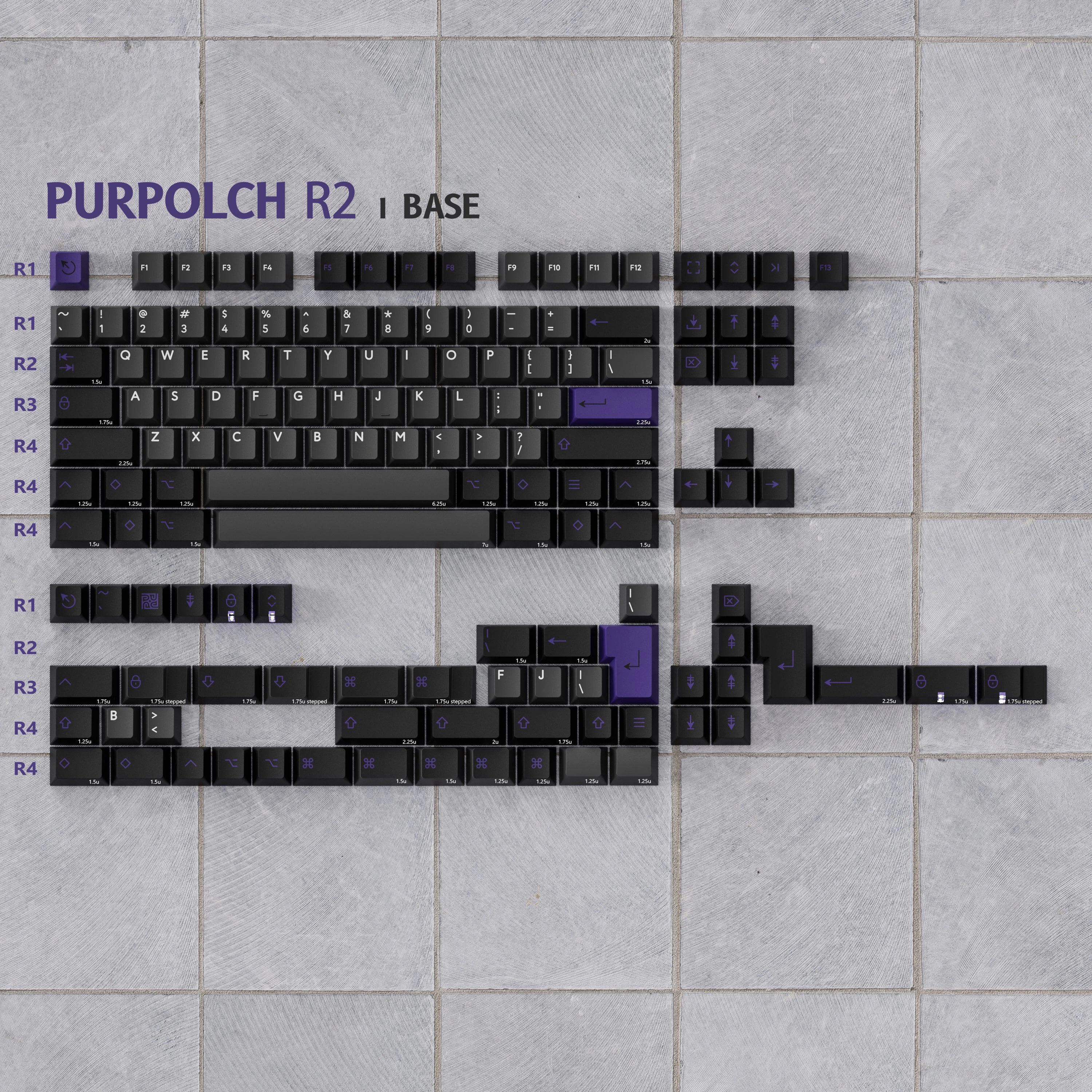 PBTfans Purpolch R2 키캡, PBT 소재, 더블샷 MX 스타일, 기본 키트
