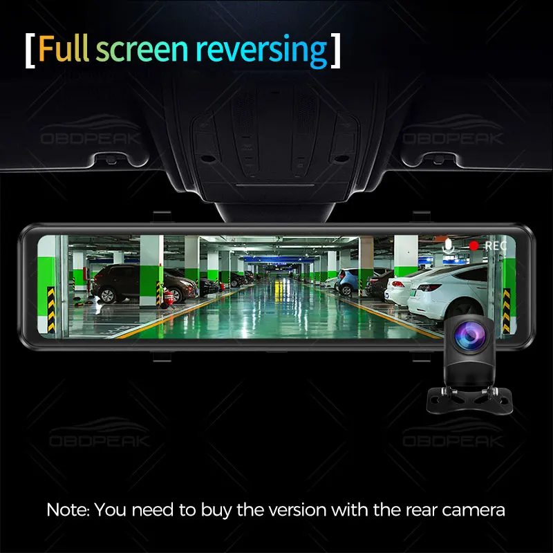 Car Dash Cam K4 11.26 Inch Smart Car Mirror Video Recorder Carplay & Android Auto 4K 2160P Wifi Rearview Camera DVR GPS Navigation Dual Len