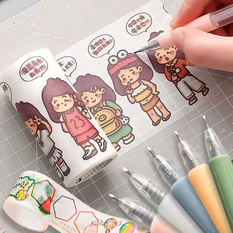 1 pz avvolgimento taglio multiuso penna coltello pressa retrattile mano conto penna coltello arte creativa utensile da taglio carta per studente - immagine 4