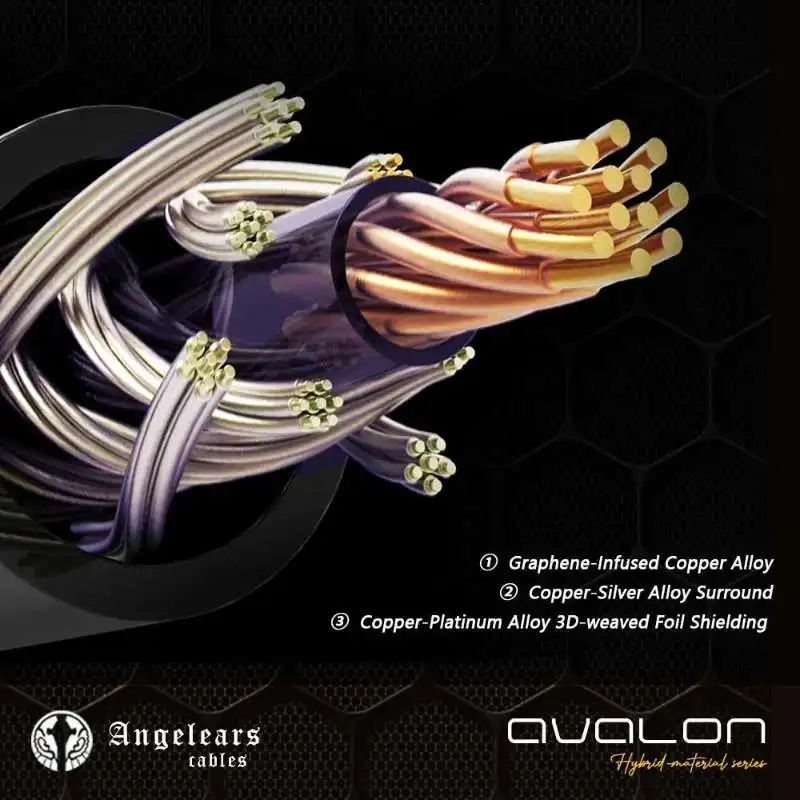 Angelears Avalon 4.4mm 0.78 2pin Copper-Silver Alloyplated Square-Core Graphene cable for  Blessing3 Bravery MESTIII