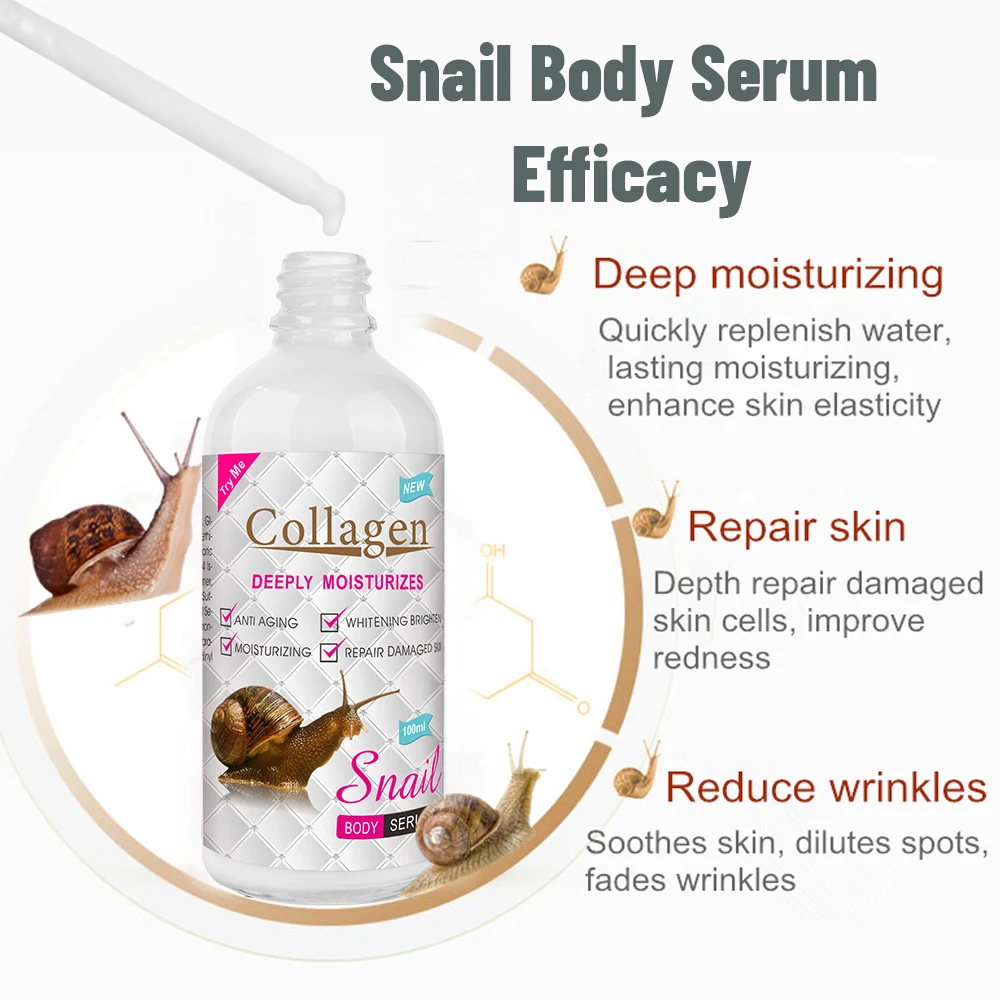 100ml Snail Collagen Body Serum Brighten Lotion Moisturizing Repair Damaged Skin Serum Liquid PM6926 3