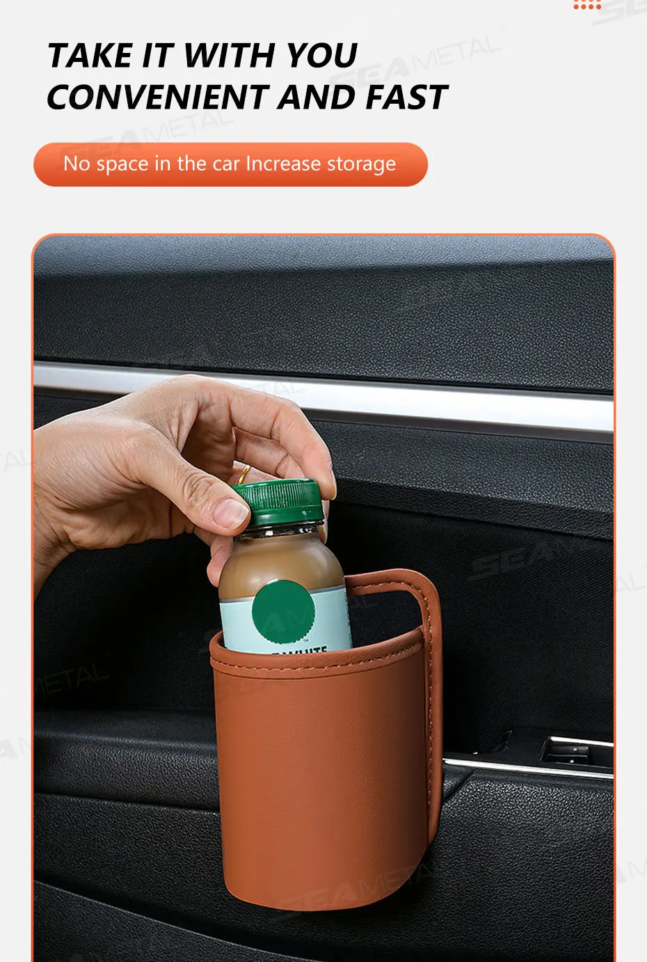 SEAMETAL Auto-Türhalterung Aufbewahrungstasche Universelles Clip-Design Getränkehalter Organizer Box Wasserdichte Rücksitz-Aufbewahrungstasche – Detail 8
