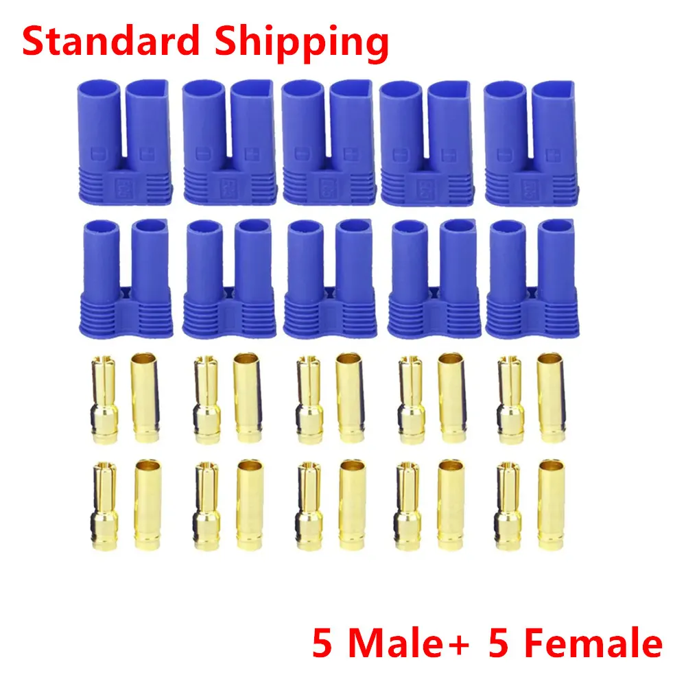 

5Pairs(5 Male+5 Female) EC5 Banana Plug Bullet Connector for RC Model Airplane Helicopter Vehicle Car FPV Drones DIY Parts
