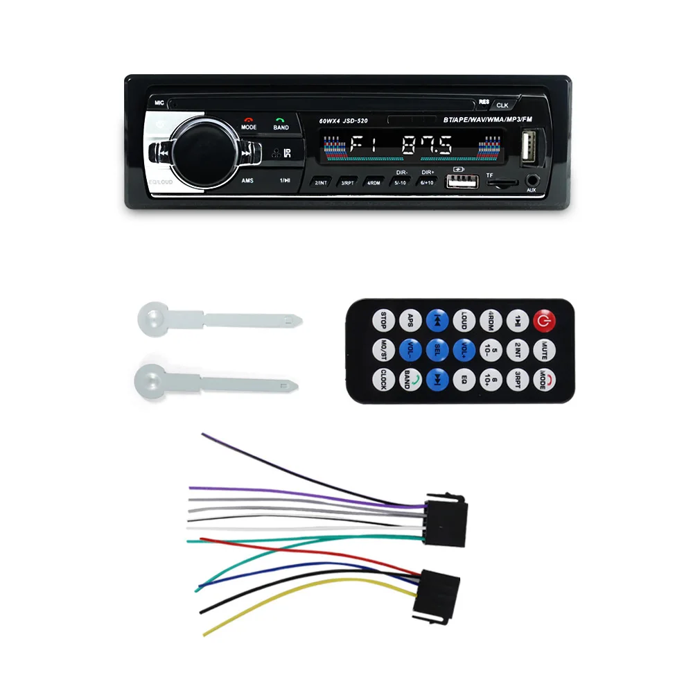 자동차 라디오 스테레오 MP3 플레이어, 디지털 BT 자동차 멀티미디어 플레이어, 오디오 음악, USB SD, 대시 AUX 입력 포함, 1 딘
