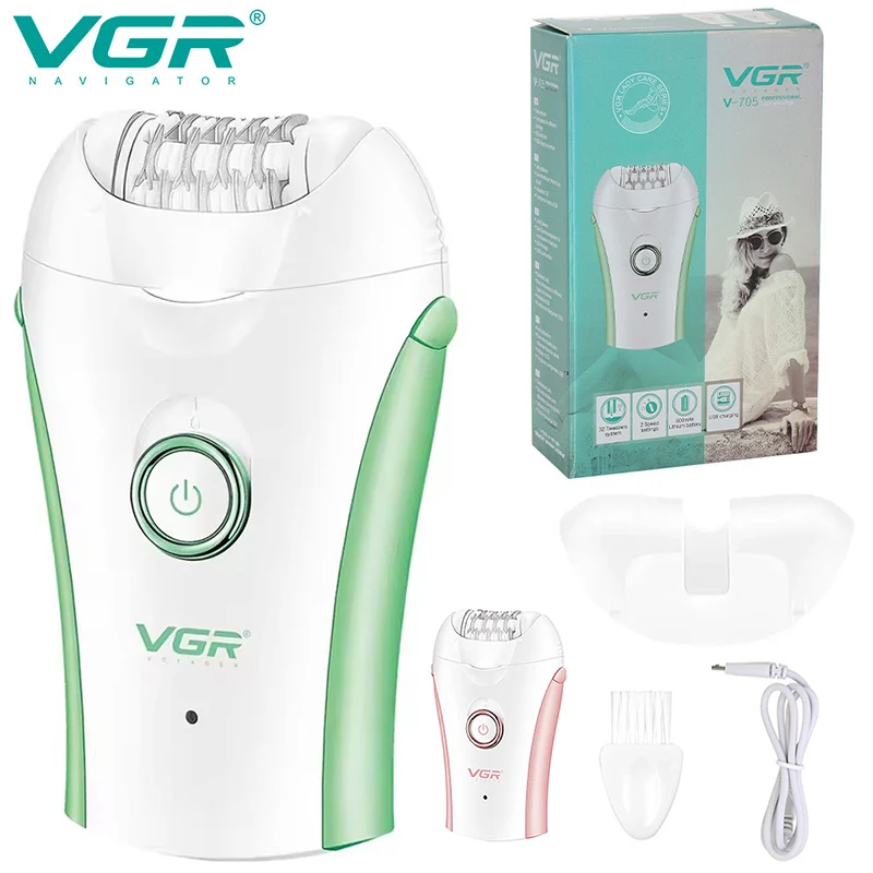 VGR Rechargeable Women Electric Female Epilator Face Removal Machine For Facial Legs Body Bikini Hair Remover_voghion.com