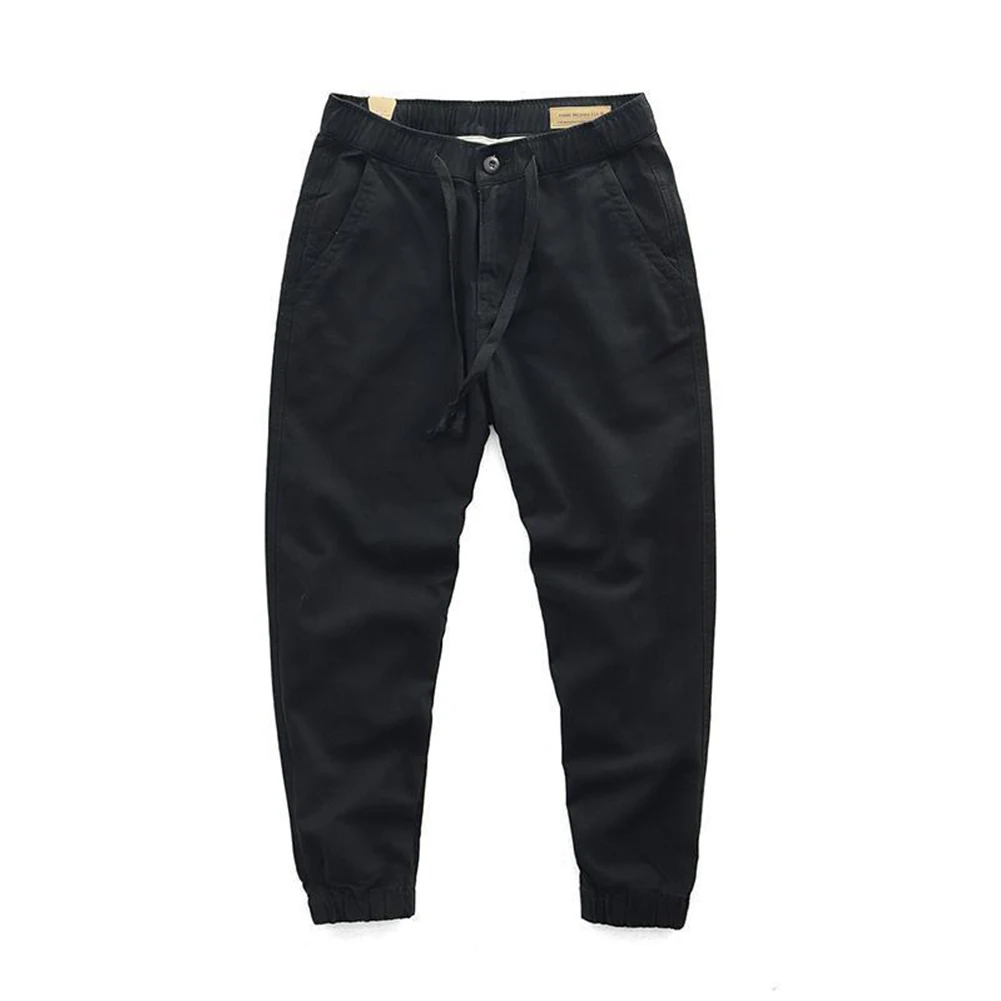 

Casual Joggers Cargo Pants Active Autumn Ankle-banded Button Closure Casual Drawstring Elastic Waist Loose Male