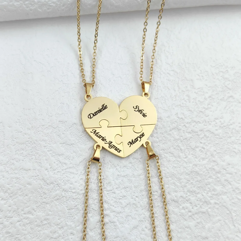 Romantic Custom Name Necklace for Women Puzzle Heart Pendant Necklaces Stainless Steel Customized Jewelry Valentine's Day Gifts valentine s day heart shaped earrings epoxy mold diy angel wings love jewelry necklace pendant resin silicone mold