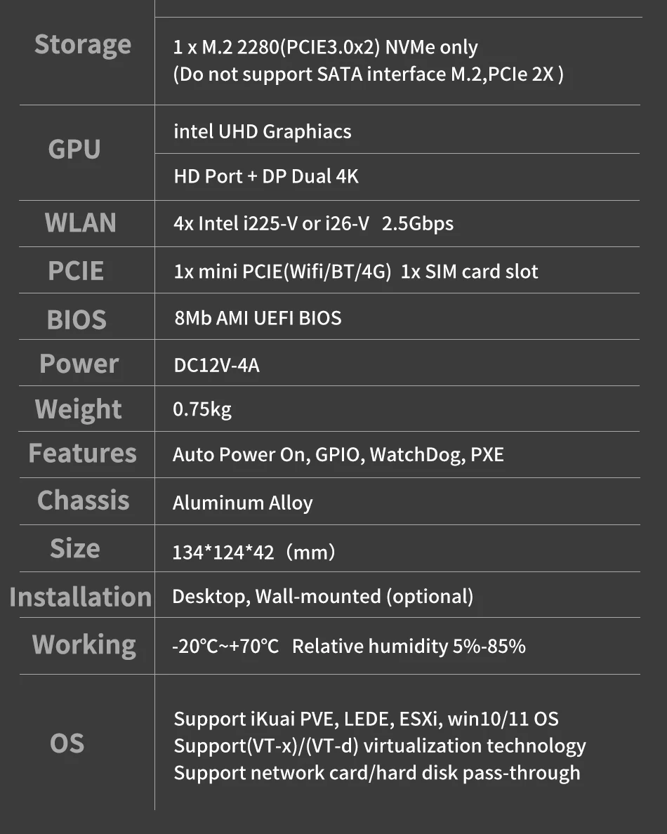 Intel N150 Celeron N5100 J6412 Soft Router Fanless J5005 Mini PC 4x Intel i226 2.5G LAN HD DP pfSense Firewall Appliance ESXI