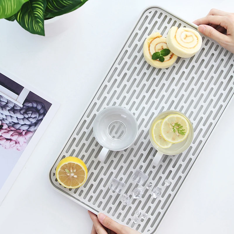 

Plastic Fruit Tray Home Kitchen Drain Tea Shelf Storage Free Shipping Organizer Cup Double Layer Dish Draining Plate Household