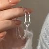 INZATT Real 925 Sterling Silver Asymmetric Double Layer Chain Bracelet for Women Hiphop Fine Jewelry Minimalist Accessories 4