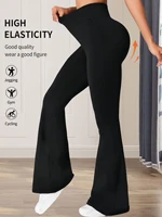 Pantalon évasé taille haute pour femmes, printemps et été, pantalon long noir à jambe fine, pantalon large et fin pour femmes minces 5