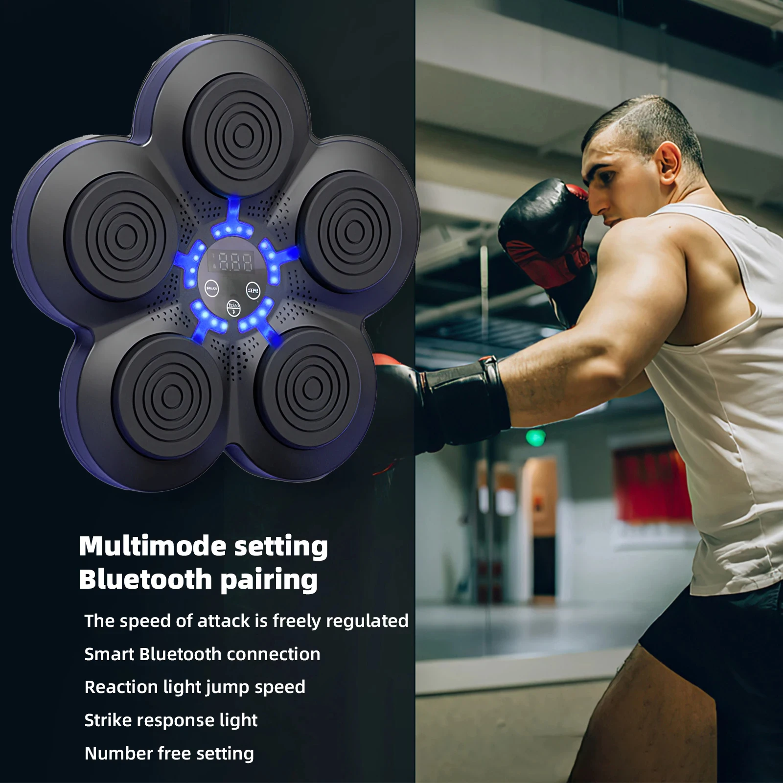 Boxing Machine, Music Boxing Machine, One Punch Boxing Machine Wall Target  Boxing Machine with 6 Lights and Bluetooth Sensor, Boxing Training Equipmen  : : Sports, Fitness & Outdoors
