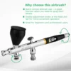 NEOECO NCT-SJ83 Dual Action Airbrush 9cc 1/3 oz Fluid Cups Quick Remove Air brush Cap Design Gravity Feed Set for Model Cake Art 6
