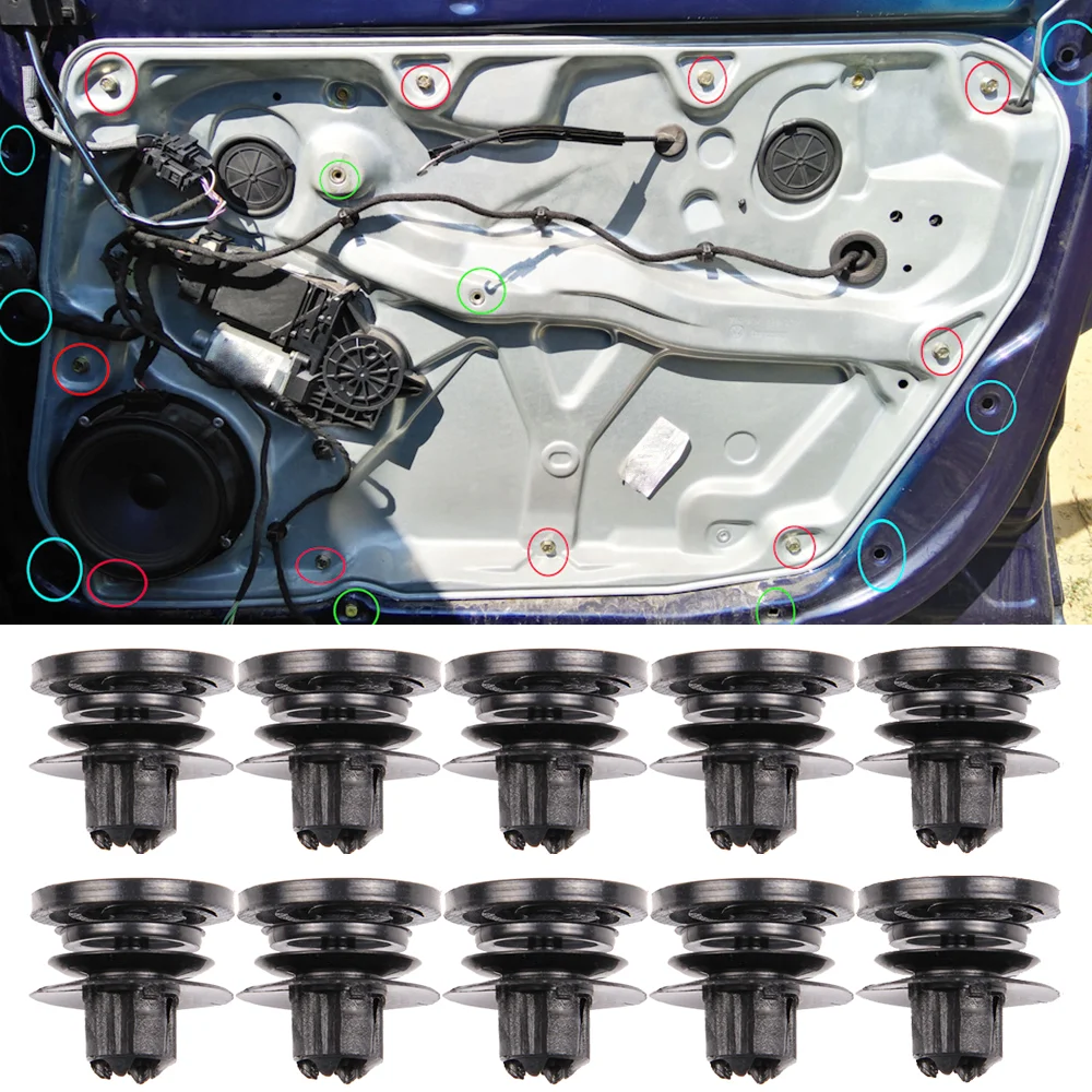 10 Pz Car Door Card Trim Panel Interior Fastener Modanatura Clip Rivet Holder Per Seat Cordoba 6K Ibiza 6L Leon 1M Toledo 2 Arosa