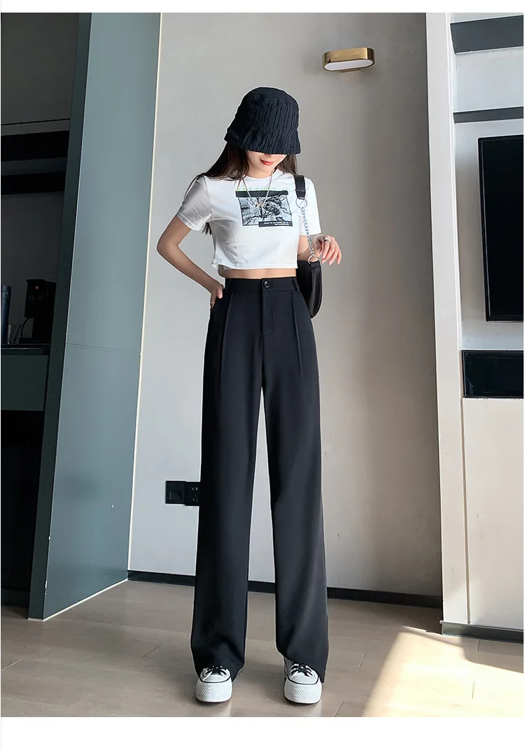 

XUAN Phd Casual High Waist for Women Spring Autumn New Female Floor-Length White Suits Wide-leg Pants Hang Loose Wide Leg Pants