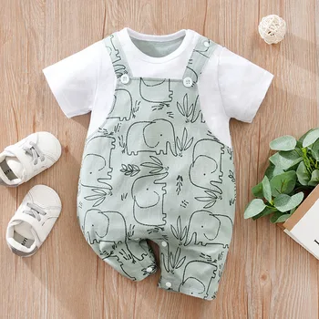 Elephant Print Baby Bodysuit 1