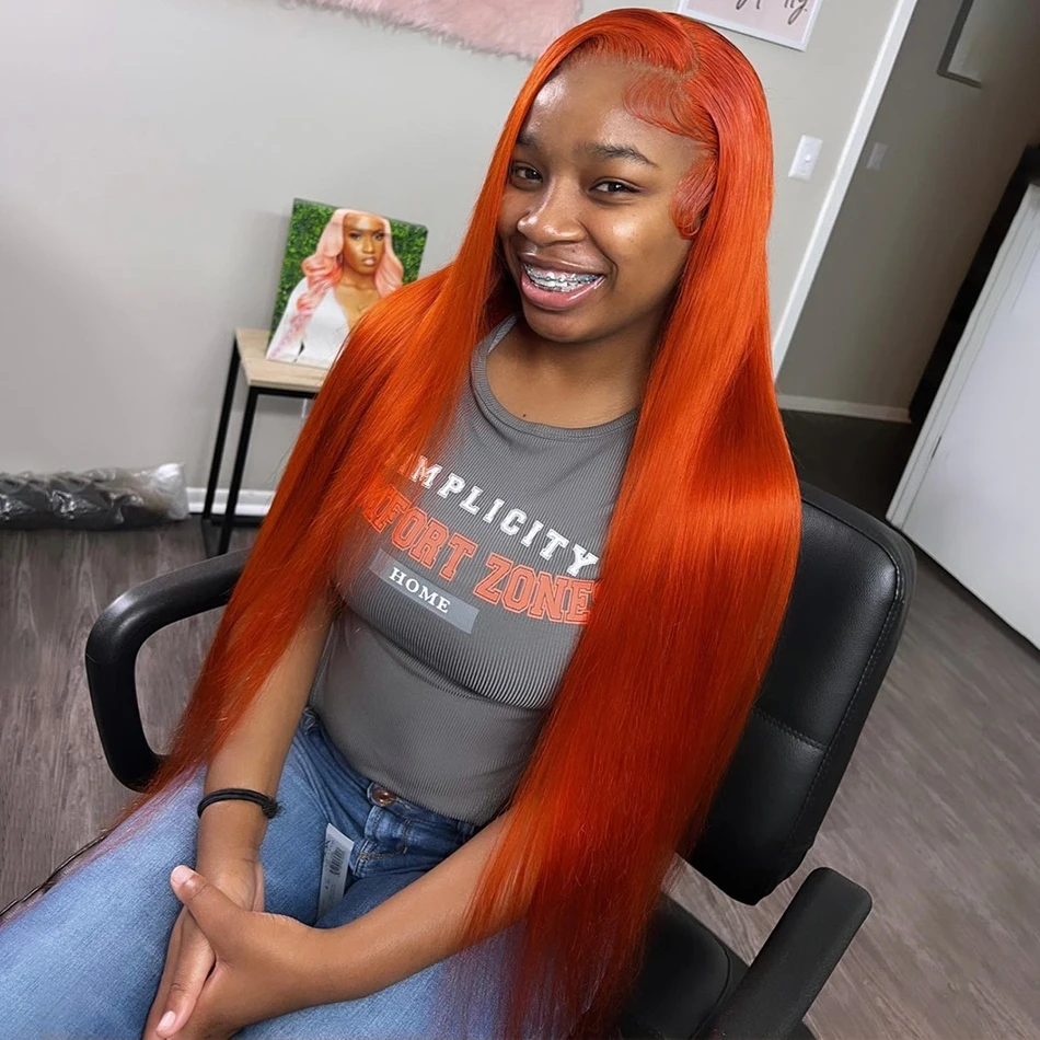 

Orange Ginger Lace Front Wig Human Hair Curly Lace Front Human Hair Wig Glueless Water Deep Wave 13X4 13X6 Hd Lace Frontal Wig