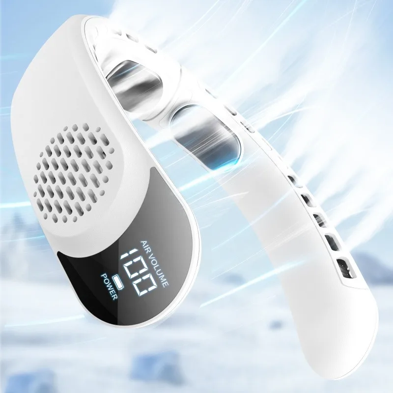 Neck Fan 360° Cooling Bladeless USB Rechargeable 4000mAh Portable Hanging Fan LED Display 3 Speed Quiet Personal Wearable Fan 1